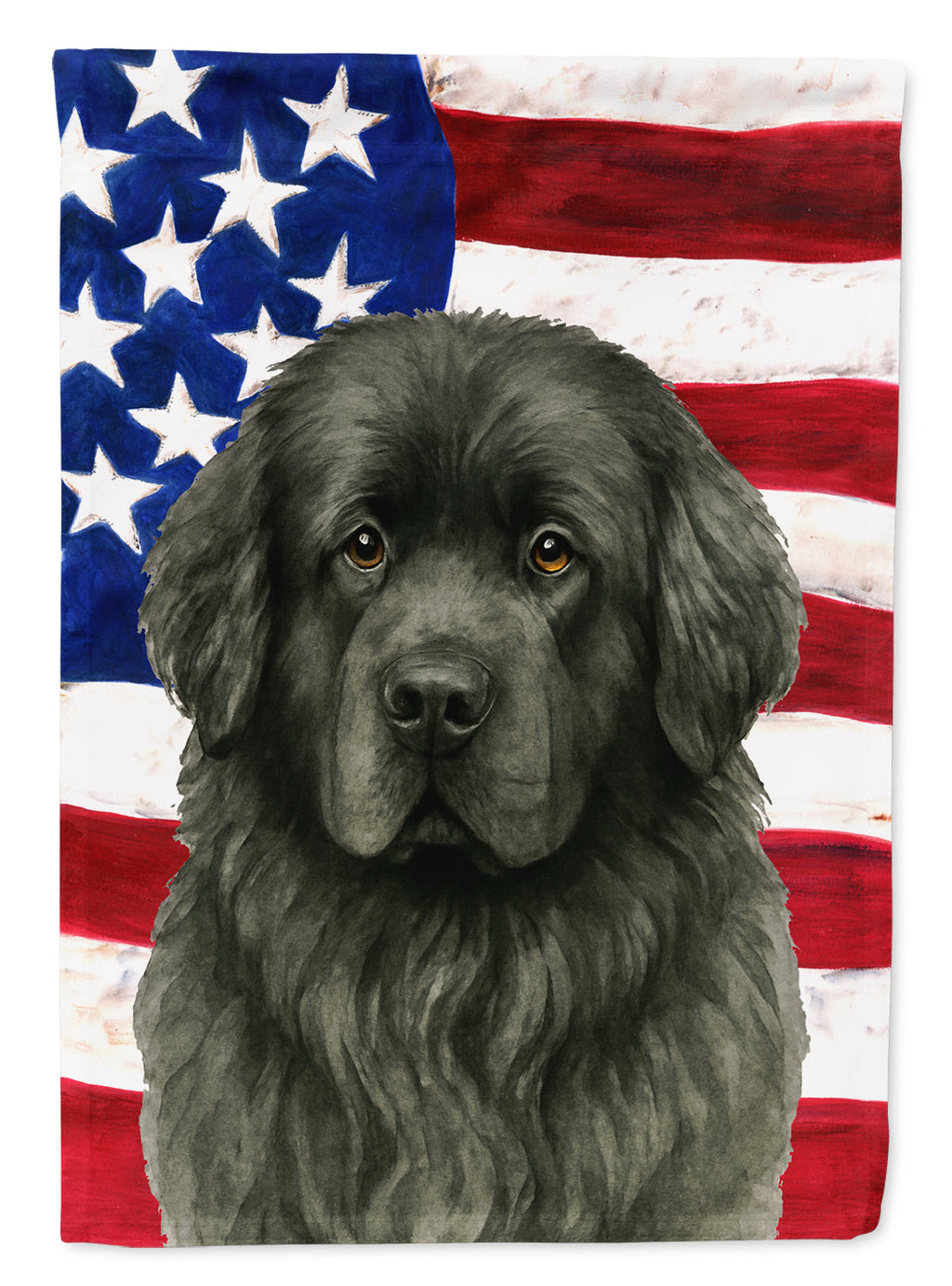 Gray Newfoundland American Flag House Flag 28x40 Porch Sleeve Pole Decorative Outside Yard Banner Artwork Wall Hanging, Polyester