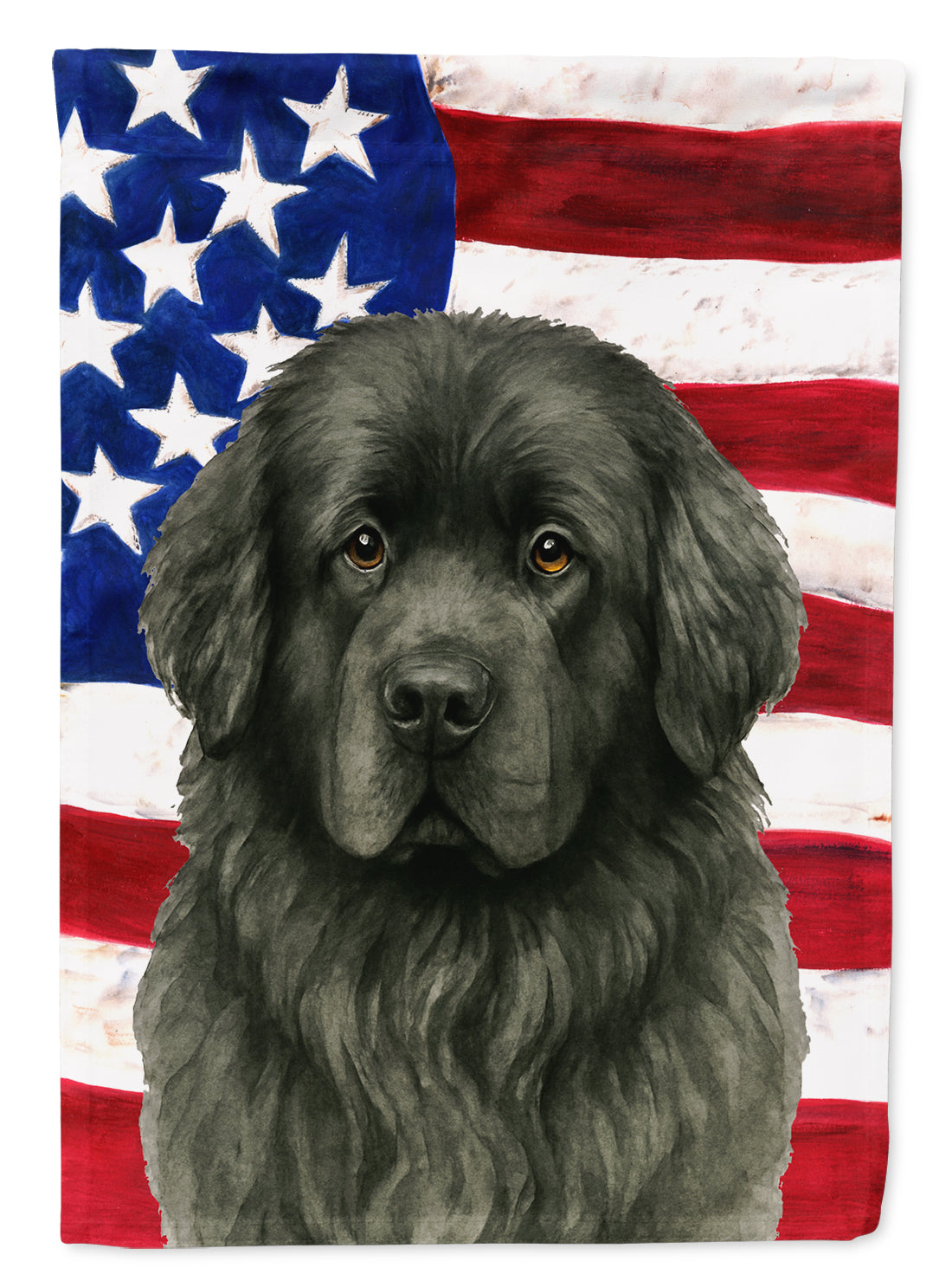 Gray Newfoundland American Flag House Flag 28x40 Porch Sleeve Pole Decorative Outside Yard Banner Artwork Wall Hanging, Polyester