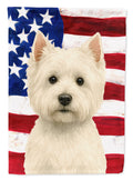 Westie American Flag House Flag 28x40 Porch Sleeve Pole Decorative Outside Yard Banner Artwork Wall Hanging, Polyester