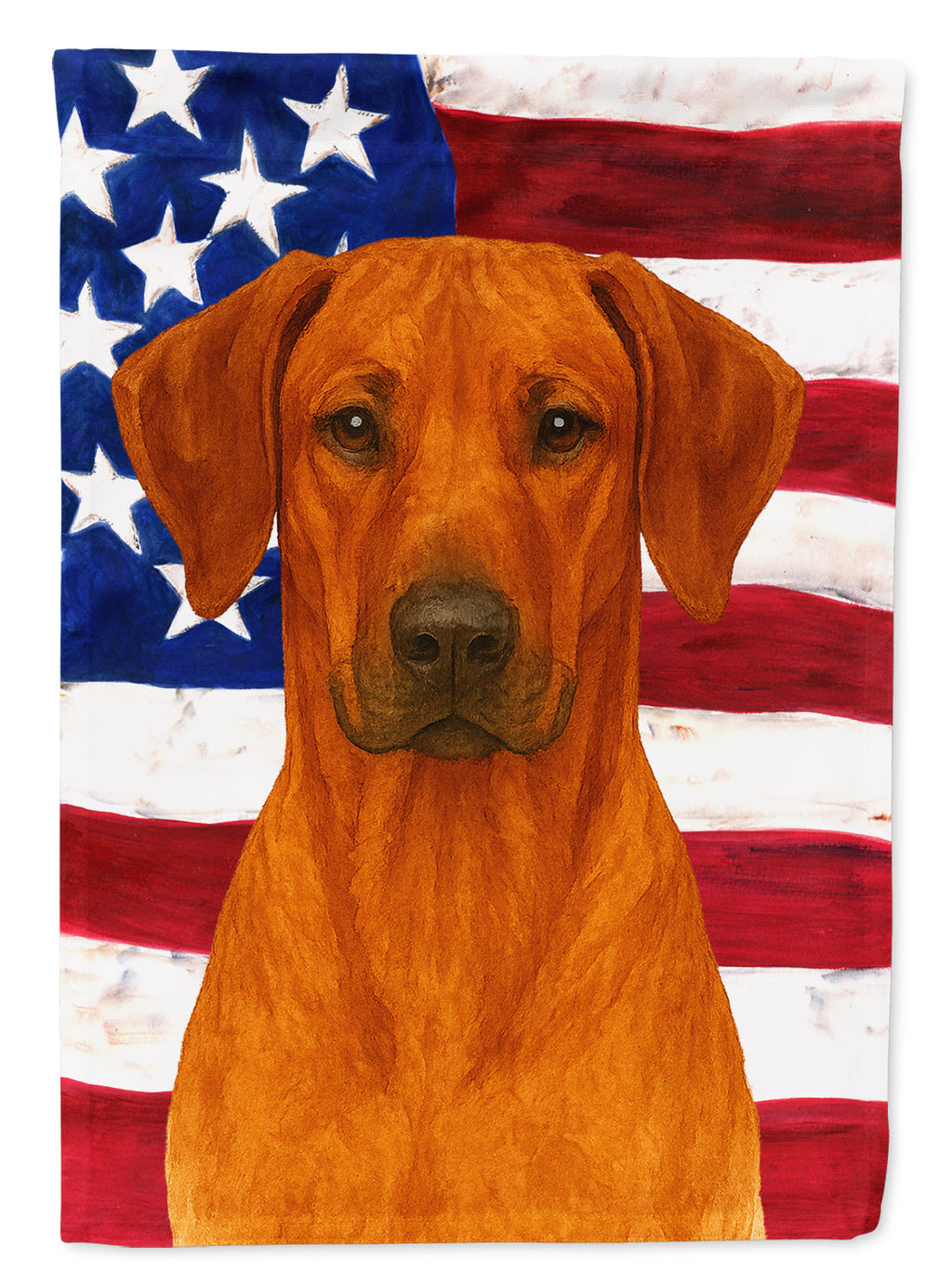 Red Rhodesian Ridgeback American Flag House Flag 28x40 Porch Sleeve Pole Decorative Outside Yard Banner Artwork Wall Hanging, Polyester