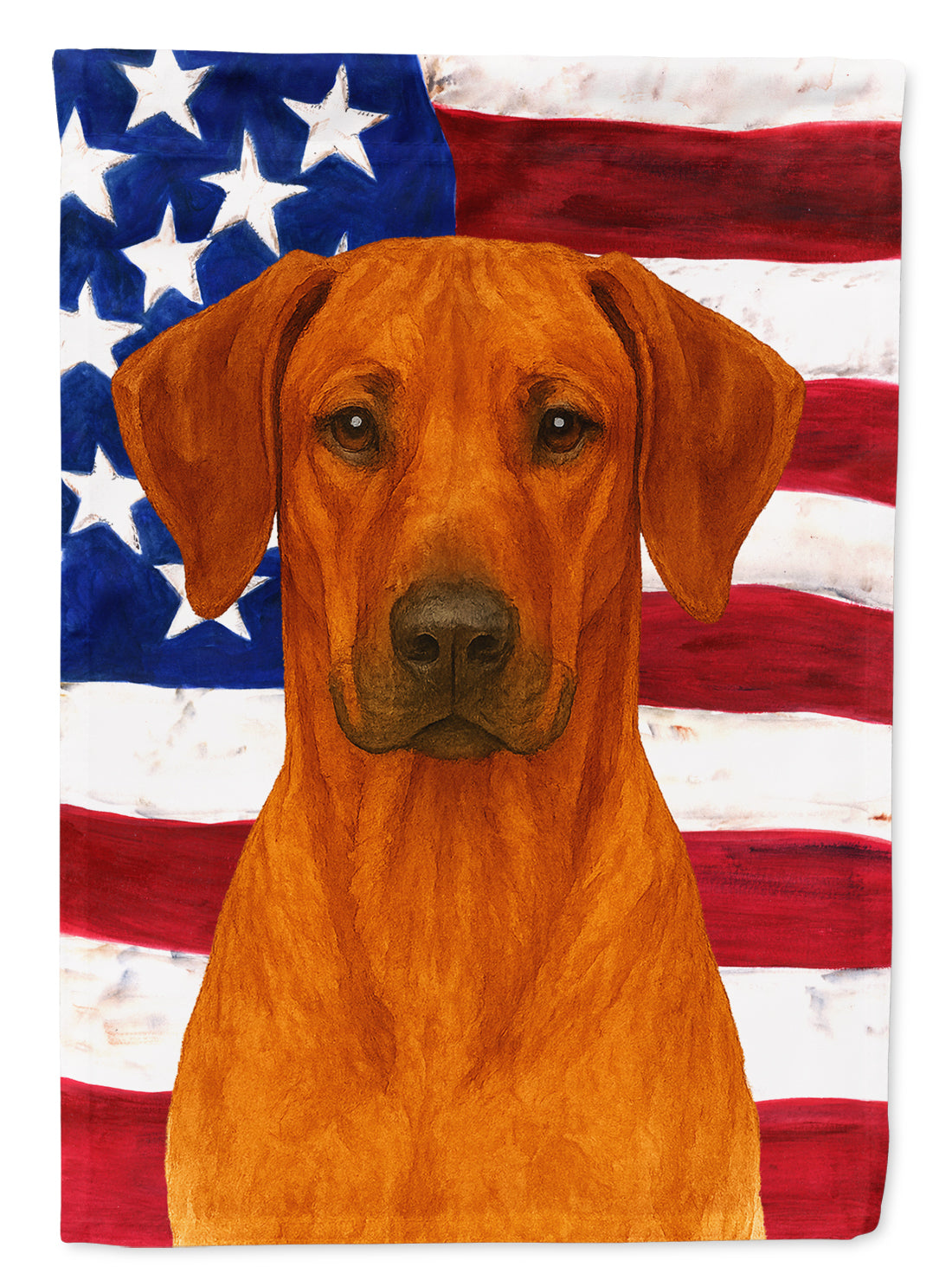 Red Rhodesian Ridgeback American Flag House Flag 28x40 Porch Sleeve Pole Decorative Outside Yard Banner Artwork Wall Hanging, Polyester