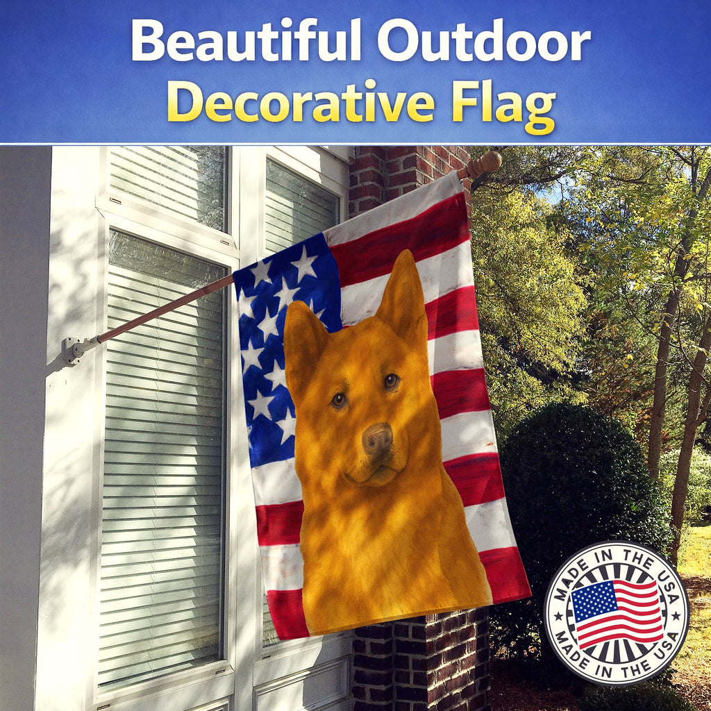 Red Akita American Flag House Flag 28x40 Porch Sleeve Pole Decorative Outside Yard Banner Artwork Wall Hanging, Polyester