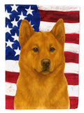 Red Akita American Flag House Flag 28x40 Porch Sleeve Pole Decorative Outside Yard Banner Artwork Wall Hanging, Polyester