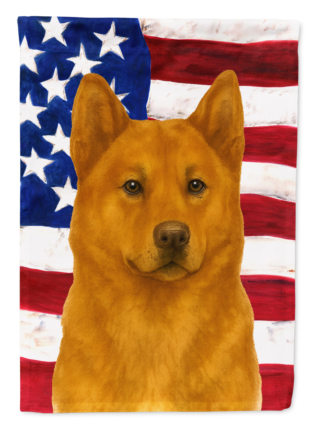 Red Akita American Flag House Flag 28x40 Porch Sleeve Pole Decorative Outside Yard Banner Artwork Wall Hanging, Polyester