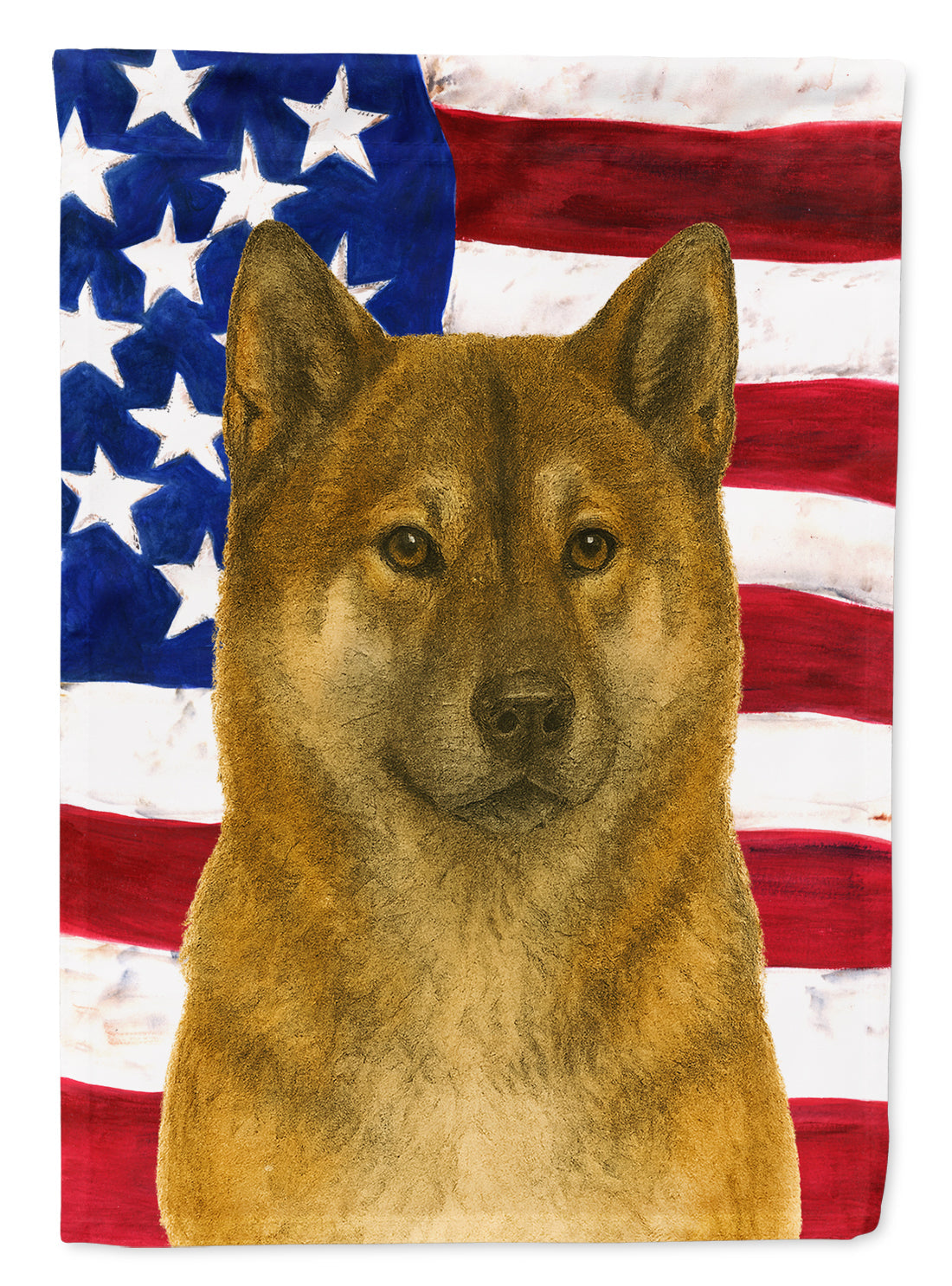 Sesame Akita American Flag House Flag 28x40 Porch Sleeve Pole Decorative Outside Yard Banner Artwork Wall Hanging, Polyester