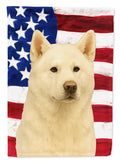 White Akita American Flag House Flag 28x40 Porch Sleeve Pole Decorative Outside Yard Banner Artwork Wall Hanging, Polyester
