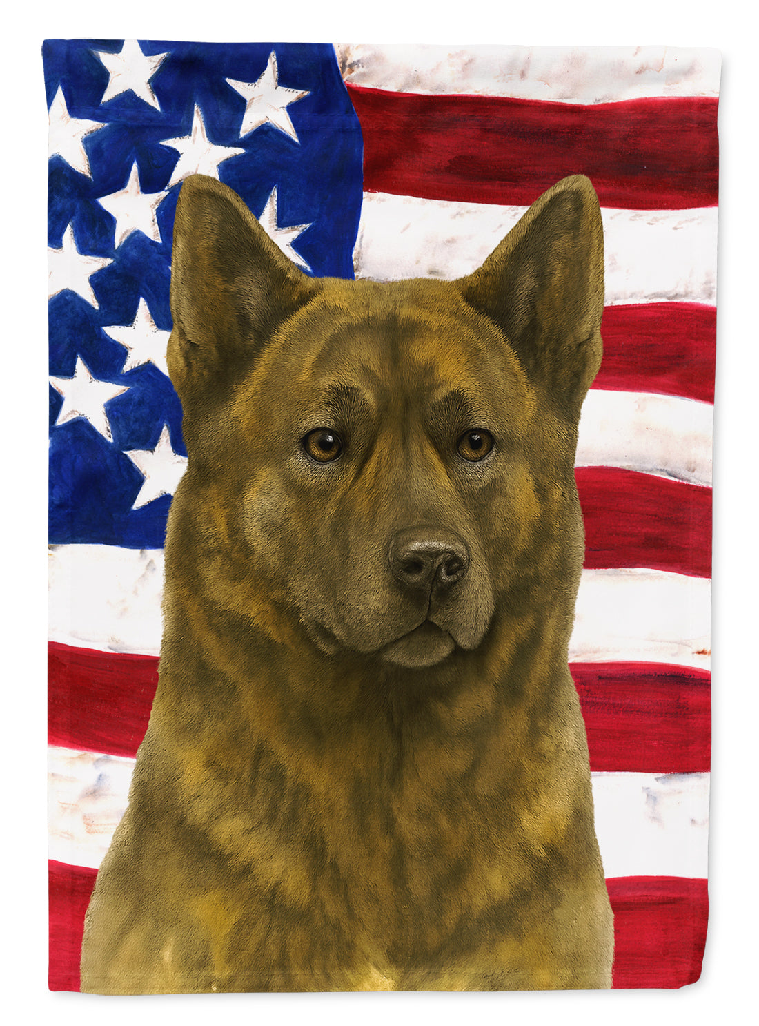Brindle Akita American Flag House Flag 28x40 Porch Sleeve Pole Decorative Outside Yard Banner Artwork Wall Hanging, Polyester