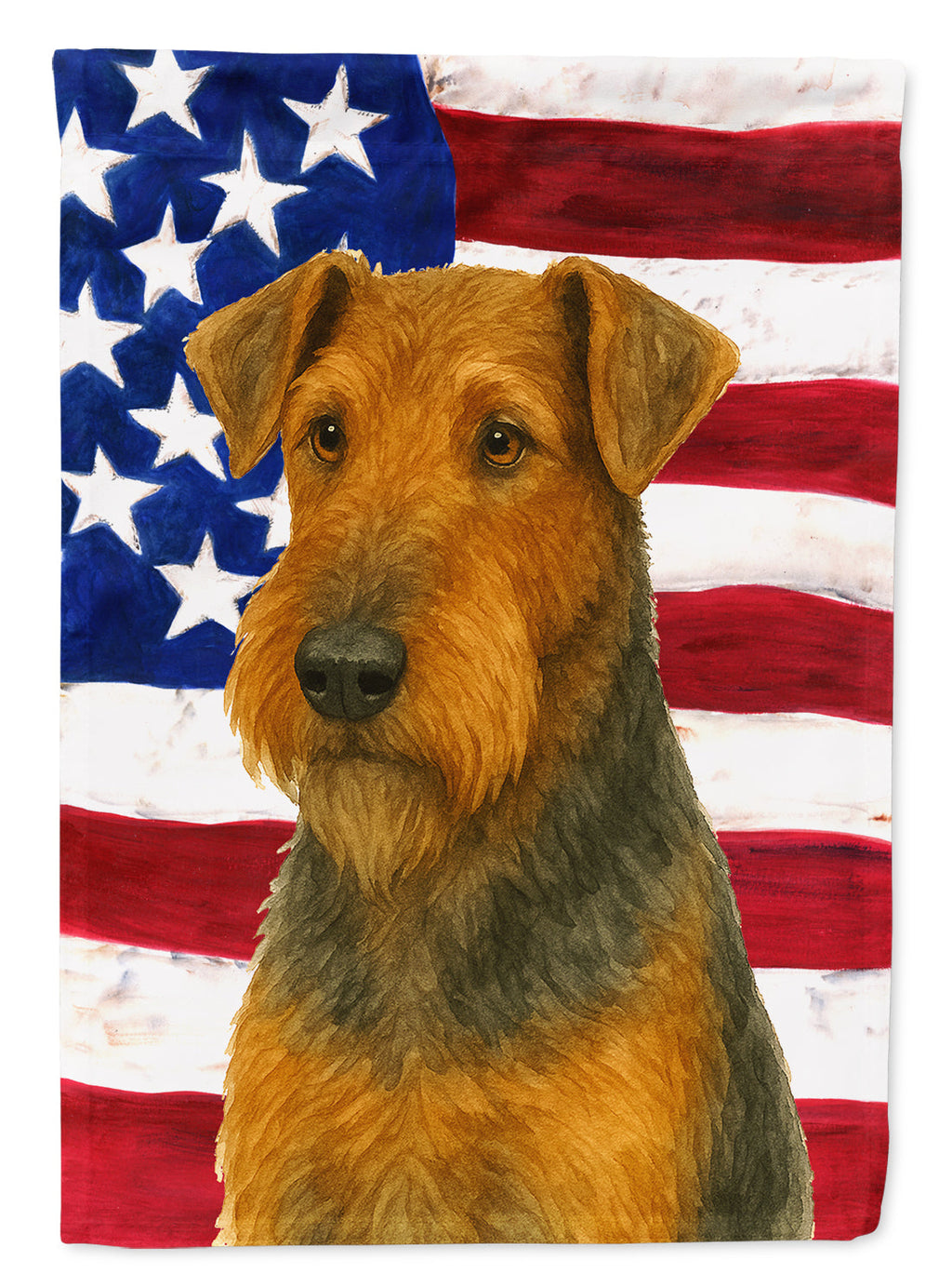 Grizzle and Tan Airedale Terrier American Flag House Flag 28x40 Porch Sleeve Pole Decorative Outside Yard Banner Artwork Wall Hanging, Polyester