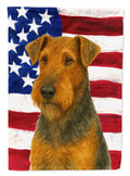 Grizzle and Tan Airedale Terrier American Flag House Flag 28x40 Porch Sleeve Pole Decorative Outside Yard Banner Artwork Wall Hanging, Polyester