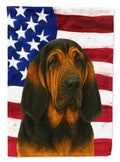 Black and Tan Bloodhound American Flag House Flag 28x40 Porch Sleeve Pole Decorative Outside Yard Banner Artwork Wall Hanging, Polyester