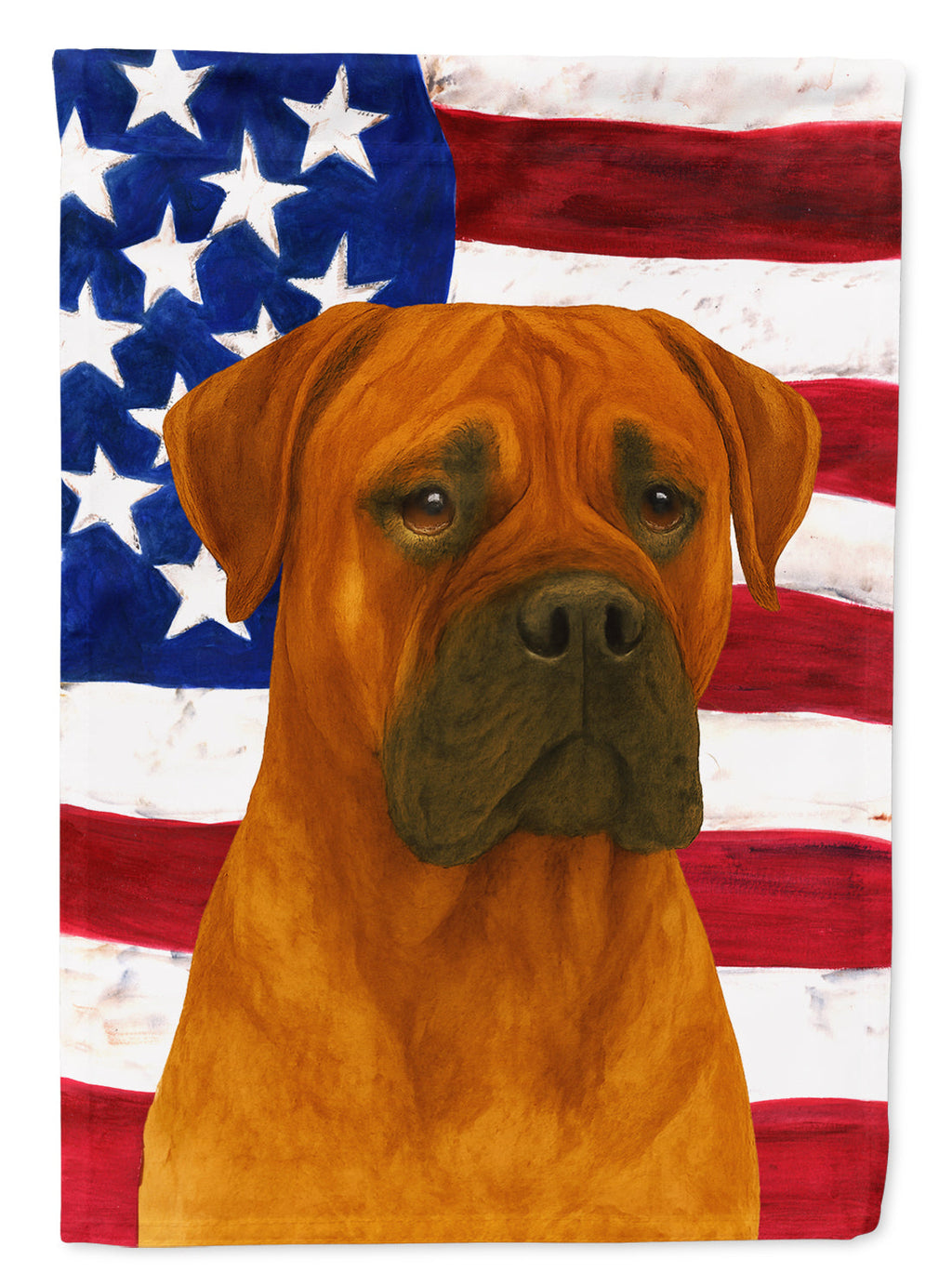 Red Bullmastiff American Flag House Flag 28x40 Porch Sleeve Pole Decorative Outside Yard Banner Artwork Wall Hanging, Polyester