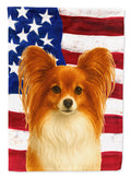 Red Papillon American Flag House Flag 28x40 Porch Sleeve Pole Decorative Outside Yard Banner Artwork Wall Hanging, Polyester