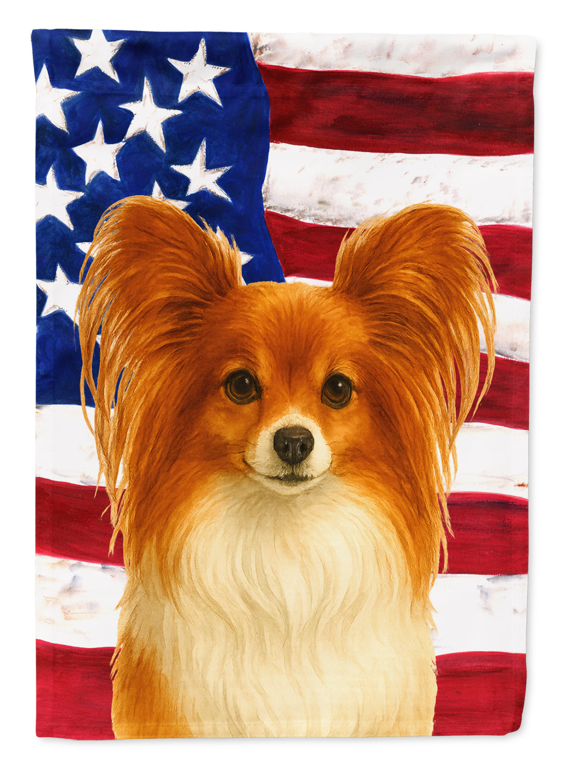 Red Papillon American Flag House Flag 28x40 Porch Sleeve Pole Decorative Outside Yard Banner Artwork Wall Hanging, Polyester