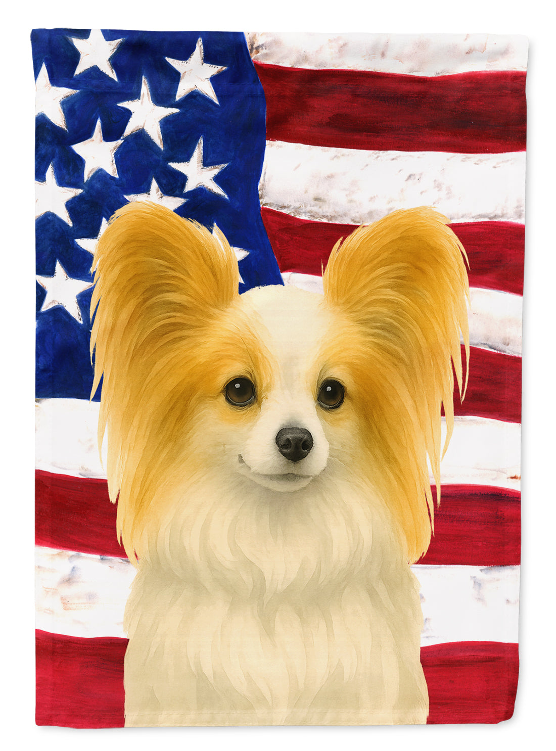 White with Lemon Papillon American Flag House Flag 28x40 Porch Sleeve Pole Decorative Outside Yard Banner Artwork Wall Hanging, Polyester
