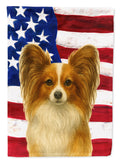 White with Sable Papillon American Flag House Flag 28x40 Porch Sleeve Pole Decorative Outside Yard Banner Artwork Wall Hanging, Polyester