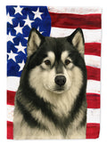 Black and White Alaskan Malamute American Flag House Flag 28x40 Porch Sleeve Pole Decorative Outside Yard Banner Artwork Wall Hanging, Polyester