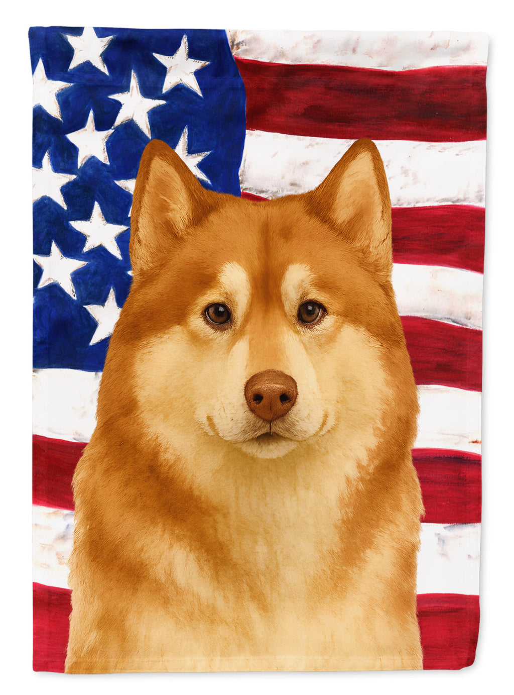 Red and White Alaskan Malamute American Flag House Flag 28x40 Porch Sleeve Pole Decorative Outside Yard Banner Artwork Wall Hanging, Polyester