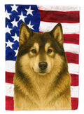 Sable and White Alaskan Malamute American Flag House Flag 28x40 Porch Sleeve Pole Decorative Outside Yard Banner Artwork Wall Hanging, Polyester