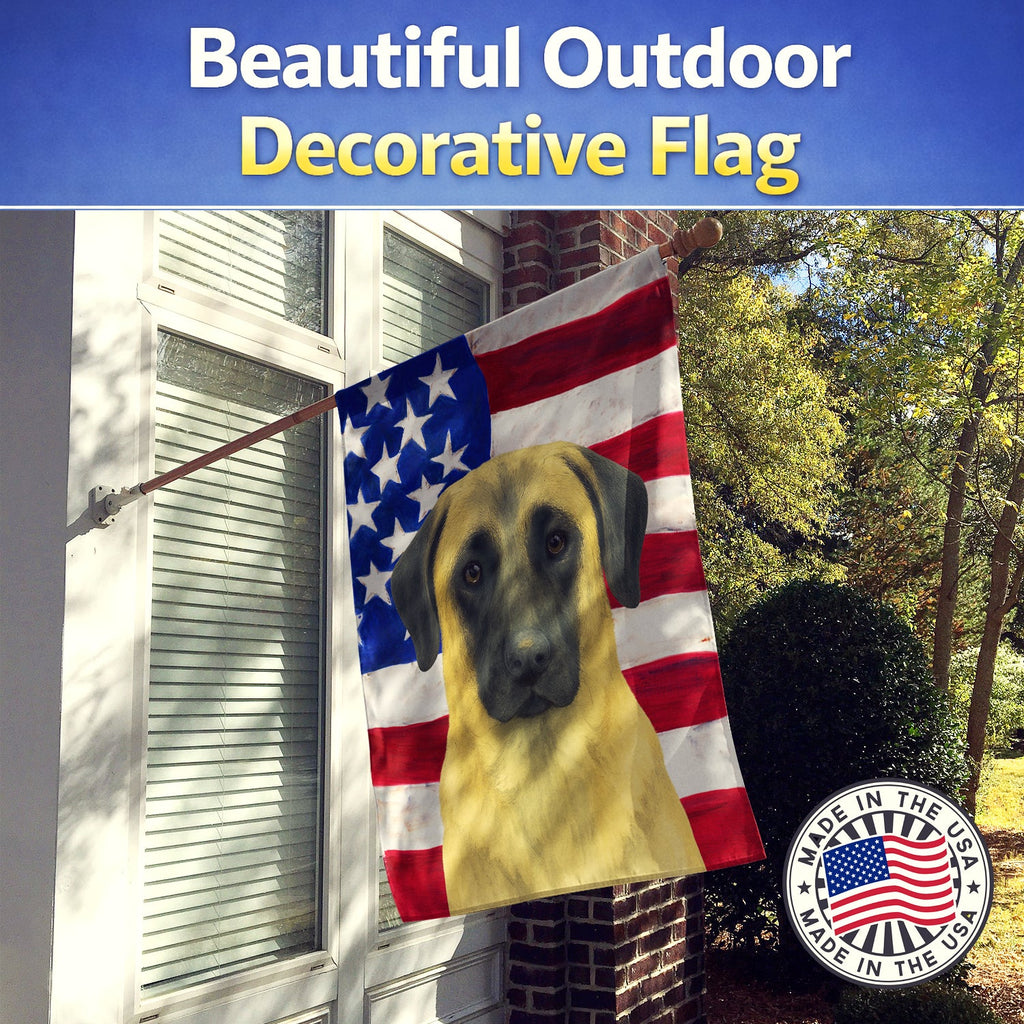 Fawn Anatolian Shepherd Dog American Flag House Flag 28x40 Porch Sleeve Pole Decorative Outside Yard Banner Artwork Wall Hanging, Polyester