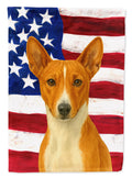 Red and White Basenji American Flag House Flag 28x40 Porch Sleeve Pole Decorative Outside Yard Banner Artwork Wall Hanging, Polyester
