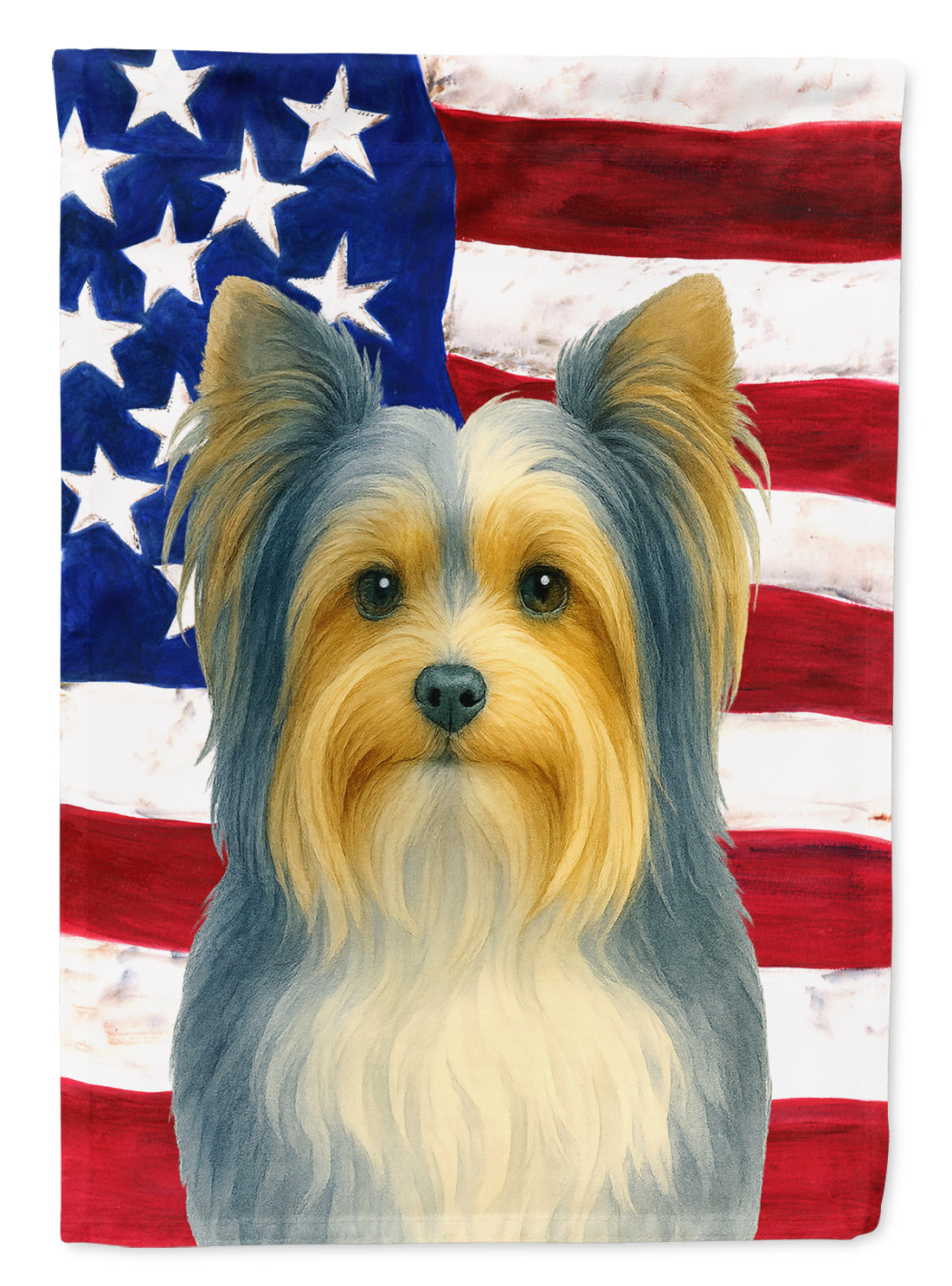 Blue and Gold Biewer Terrier American Flag House Flag 28x40 Porch Sleeve Pole Decorative Outside Yard Banner Artwork Wall Hanging, Polyester