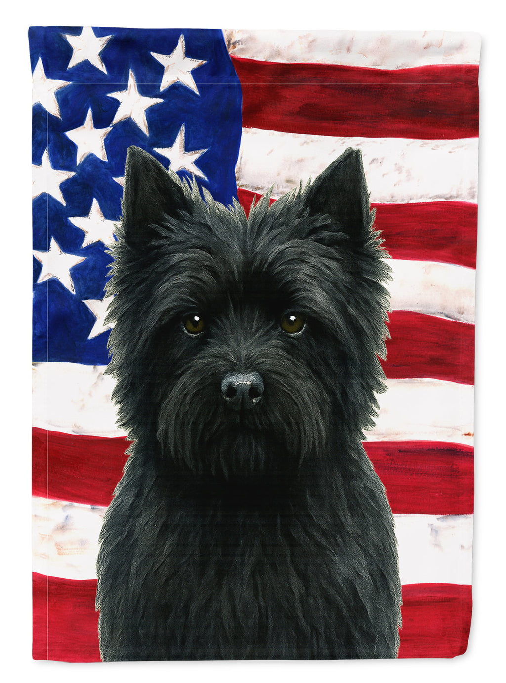 Black Cairn Terrier American Flag House Flag 28x40 Porch Sleeve Pole Decorative Outside Yard Banner Artwork Wall Hanging, Polyester