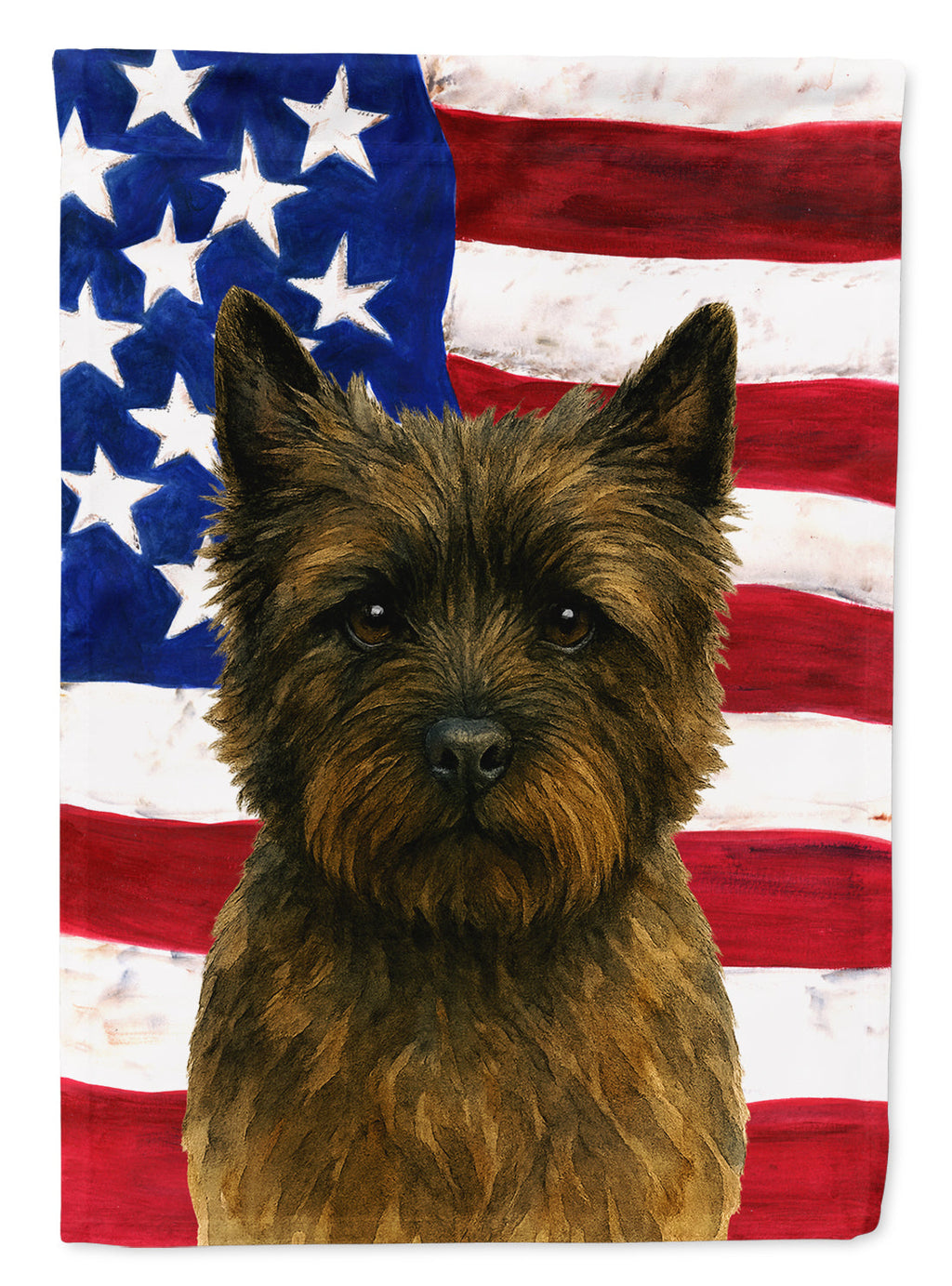 Brindle Cairn Terrier American Flag House Flag 28x40 Porch Sleeve Pole Decorative Outside Yard Banner Artwork Wall Hanging, Polyester