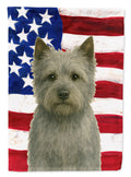 Gray Cairn Terrier American Flag House Flag 28x40 Porch Sleeve Pole Decorative Outside Yard Banner Artwork Wall Hanging, Polyester