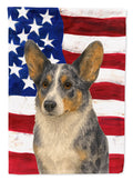 Blue Merle Cardigan Welsh Corgi American Flag House Flag 28x40 Porch Sleeve Pole Decorative Outside Yard Banner Artwork Wall Hanging, Polyester