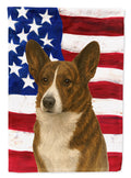 Brindle Cardigan Welsh Corgi American Flag House Flag 28x40 Porch Sleeve Pole Decorative Outside Yard Banner Artwork Wall Hanging, Polyester