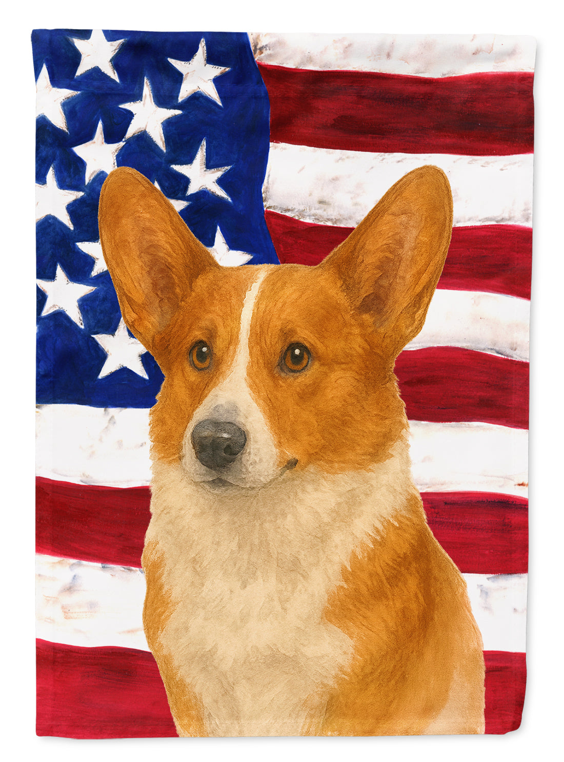 Red Cardigan Welsh Corgi American Flag House Flag 28x40 Porch Sleeve Pole Decorative Outside Yard Banner Artwork Wall Hanging, Polyester