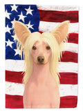 Hairless Palomino Chinese Crested American Flag House Flag 28x40 Porch Sleeve Pole Decorative Outside Yard Banner Artwork Wall Hanging, Polyester