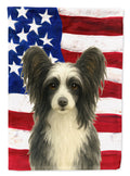 Black and White Powderpuff Chinese Crested American Flag House Flag 28x40 Porch Sleeve Pole Decorative Outside Yard Banner Artwork Wall Hanging, Polyester