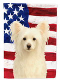 White Powderpuff Chinese Crested American Flag House Flag 28x40 Porch Sleeve Pole Decorative Outside Yard Banner Artwork Wall Hanging, Polyester