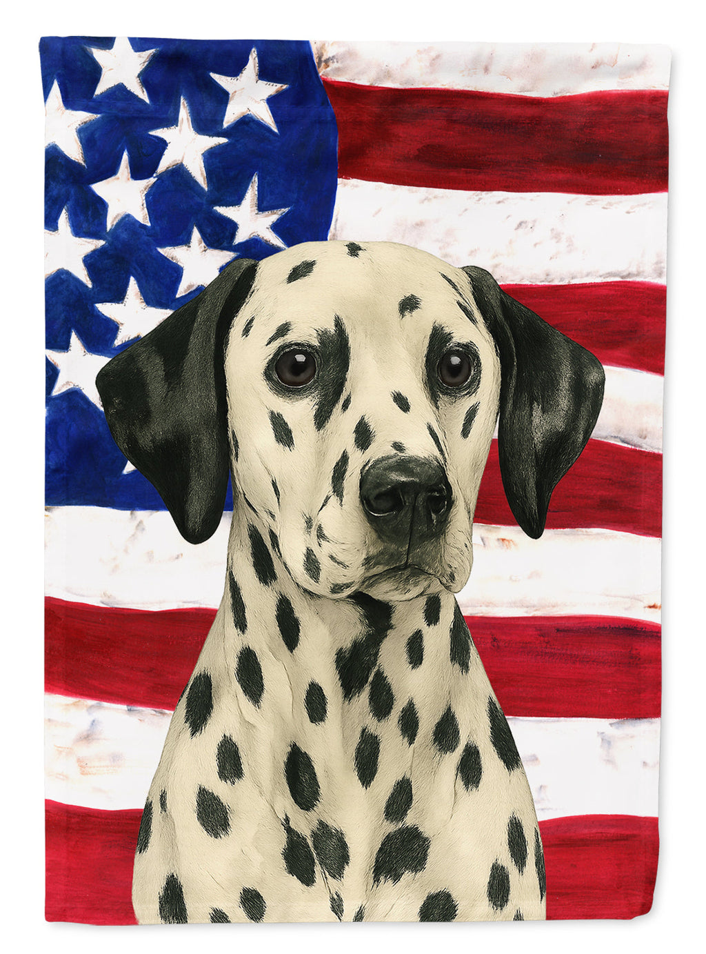 Dalmatian American Flag House Flag 28x40 Porch Sleeve Pole Decorative Outside Yard Banner Artwork Wall Hanging, Polyester