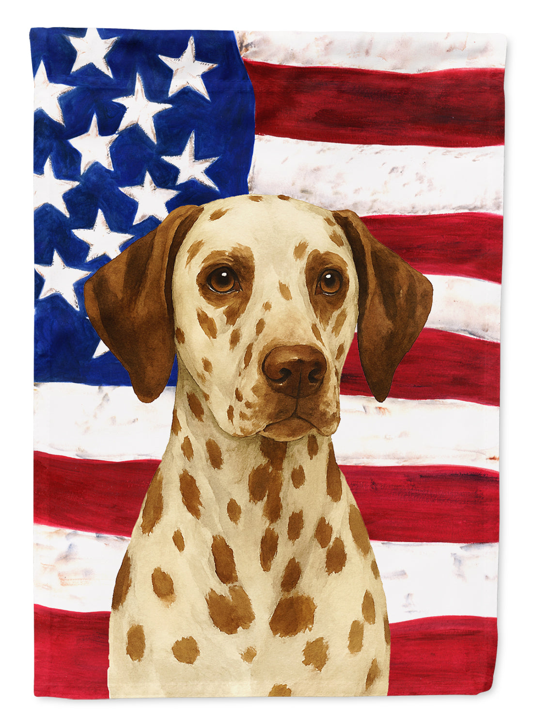 Liver Dalmatian American Flag House Flag 28x40 Porch Sleeve Pole Decorative Outside Yard Banner Artwork Wall Hanging, Polyester