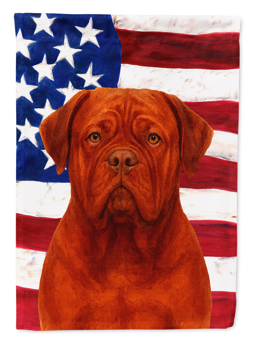 Mahogany Dogue de Bordeaux American Flag House Flag 28x40 Porch Sleeve Pole Decorative Outside Yard Banner Artwork Wall Hanging, Polyester
