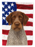 Roan German Wirehaired Pointer American Flag House Flag 28x40 Porch Sleeve Pole Decorative Outside Yard Banner Artwork Wall Hanging, Polyester