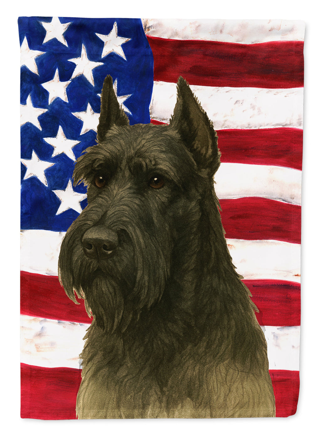 Black Giant Schnauzer American Flag House Flag 28x40 Porch Sleeve Pole Decorative Outside Yard Banner Artwork Wall Hanging, Polyester
