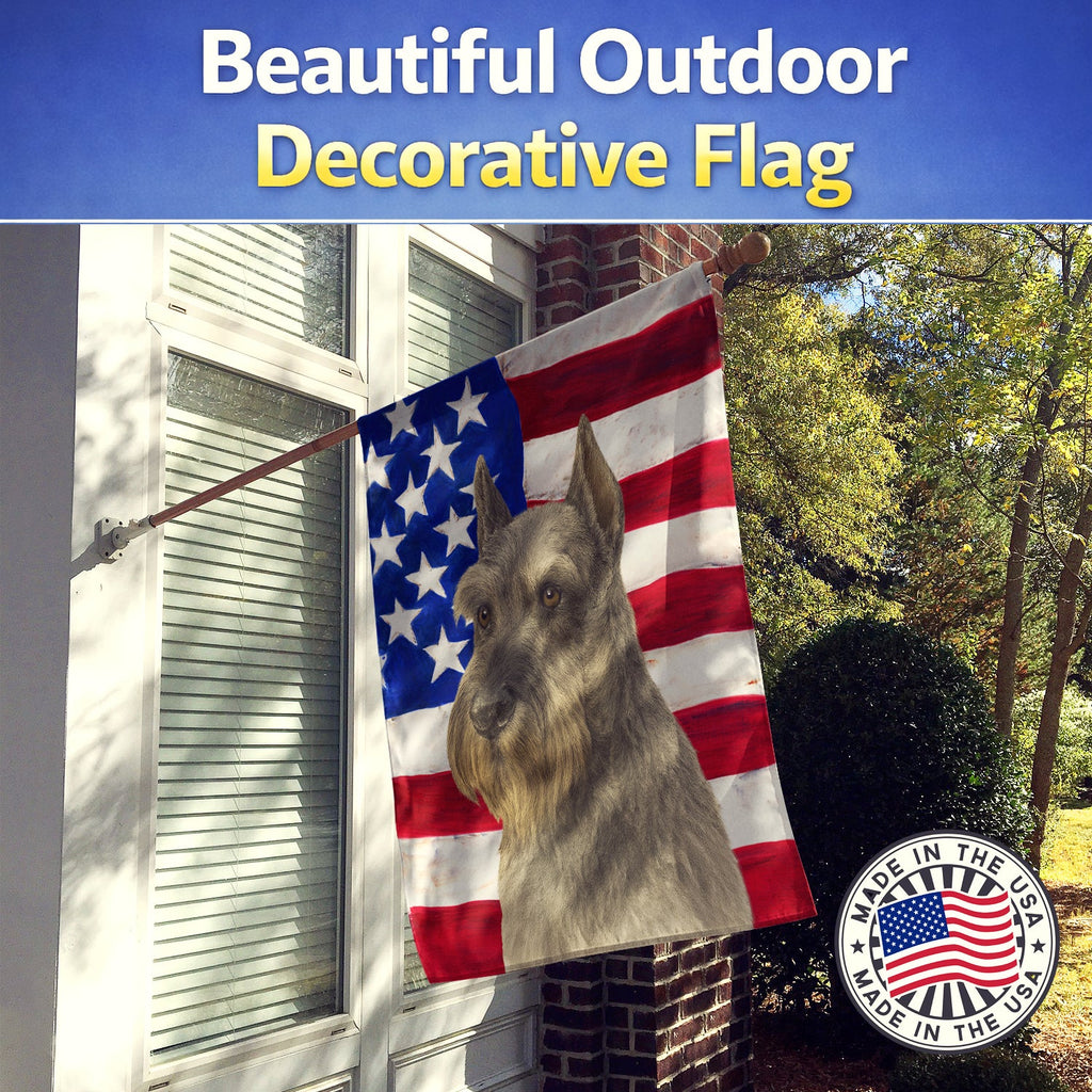 Pepper Giant Schnauzer American Flag House Flag 28x40 Porch Sleeve Pole Decorative Outside Yard Banner Artwork Wall Hanging, Polyester