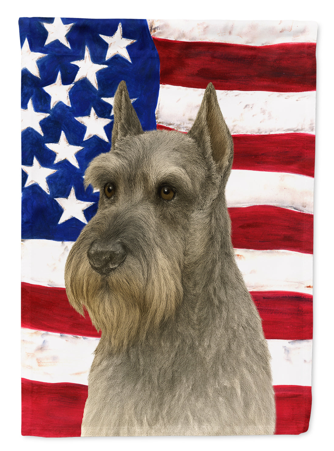 Pepper Giant Schnauzer American Flag House Flag 28x40 Porch Sleeve Pole Decorative Outside Yard Banner Artwork Wall Hanging, Polyester