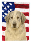 White with Gray Great Pyrenees American Flag House Flag 28x40 Porch Sleeve Pole Decorative Outside Yard Banner Artwork Wall Hanging, Polyester