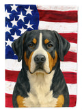 Greater Swiss Mountain Dog American Flag House Flag 28x40 Porch Sleeve Pole Decorative Outside Yard Banner Artwork Wall Hanging, Polyester