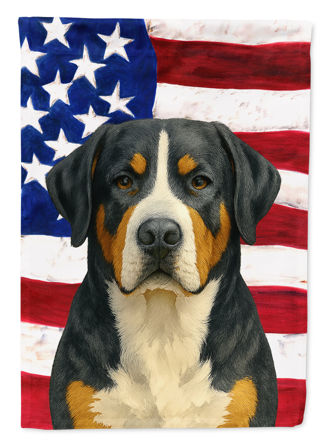 Greater Swiss Mountain Dog American Flag House Flag 28x40 Porch Sleeve Pole Decorative Outside Yard Banner Artwork Wall Hanging, Polyester