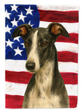 Black and White Greyhound American Flag House Flag 28x40 Porch Sleeve Pole Decorative Outside Yard Banner Artwork Wall Hanging, Polyester