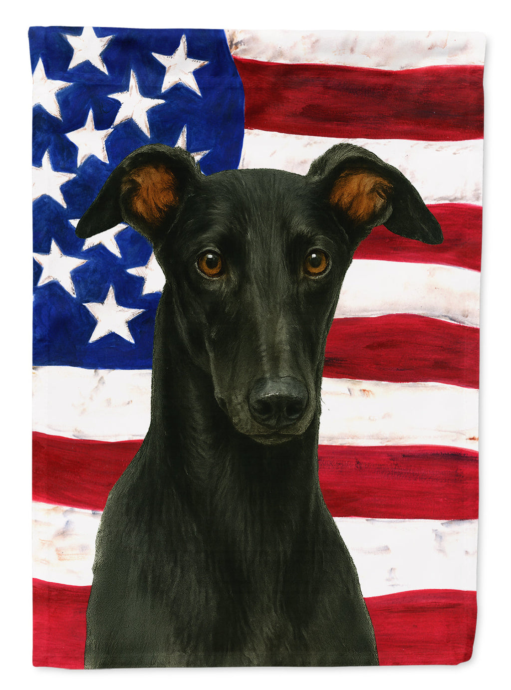 Black Greyhound American Flag House Flag 28x40 Porch Sleeve Pole Decorative Outside Yard Banner Artwork Wall Hanging, Polyester