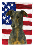 Blue Brindle Greyhound American Flag House Flag 28x40 Porch Sleeve Pole Decorative Outside Yard Banner Artwork Wall Hanging, Polyester