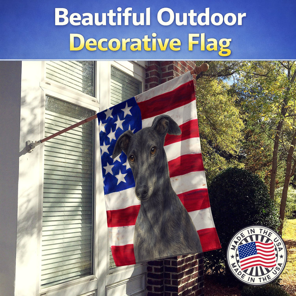 Blue Greyhound American Flag House Flag 28x40 Porch Sleeve Pole Decorative Outside Yard Banner Artwork Wall Hanging, Polyester