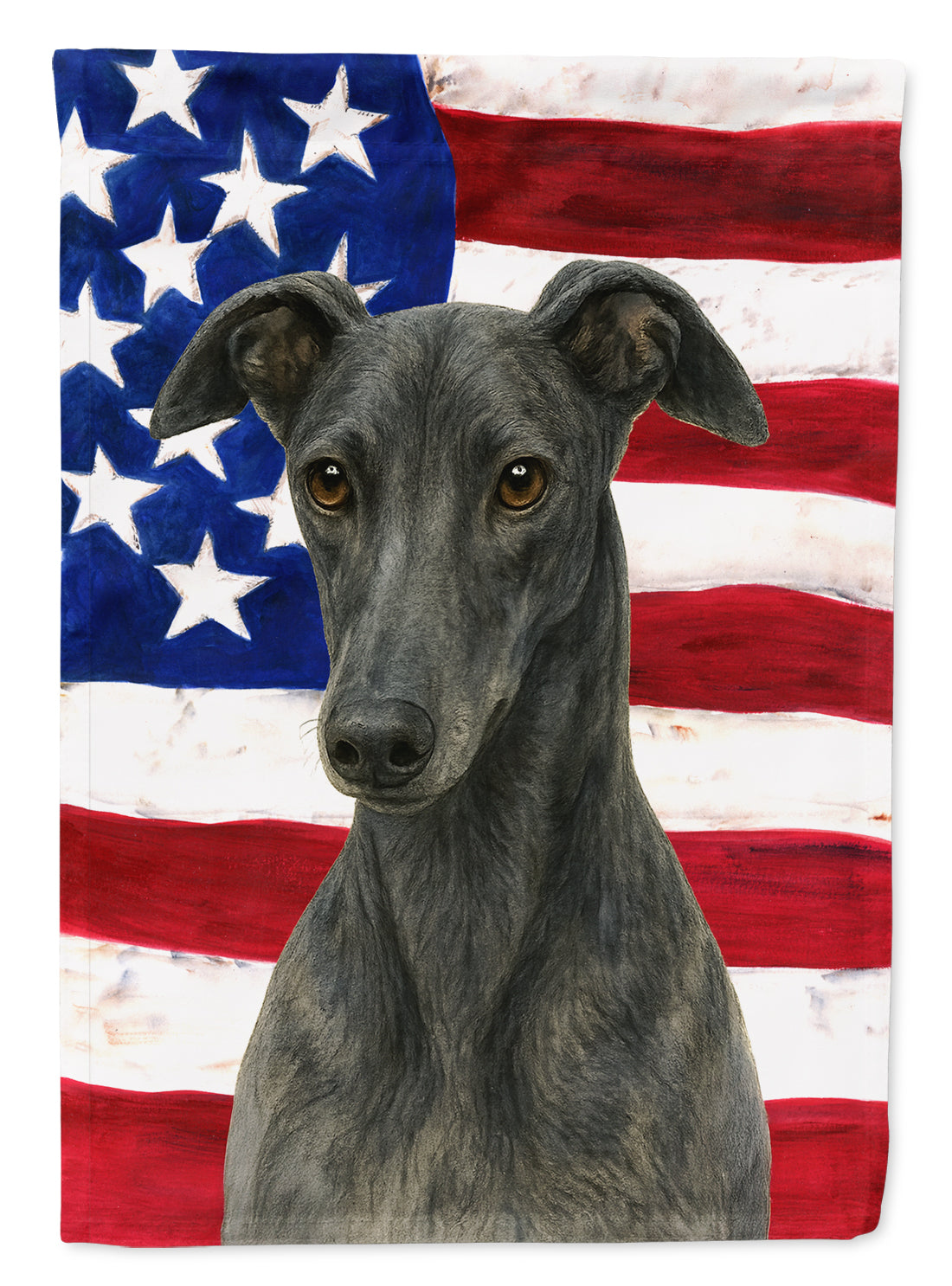 Blue Greyhound American Flag House Flag 28x40 Porch Sleeve Pole Decorative Outside Yard Banner Artwork Wall Hanging, Polyester