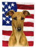 Fawn Brindle Greyhound American Flag House Flag 28x40 Porch Sleeve Pole Decorative Outside Yard Banner Artwork Wall Hanging, Polyester